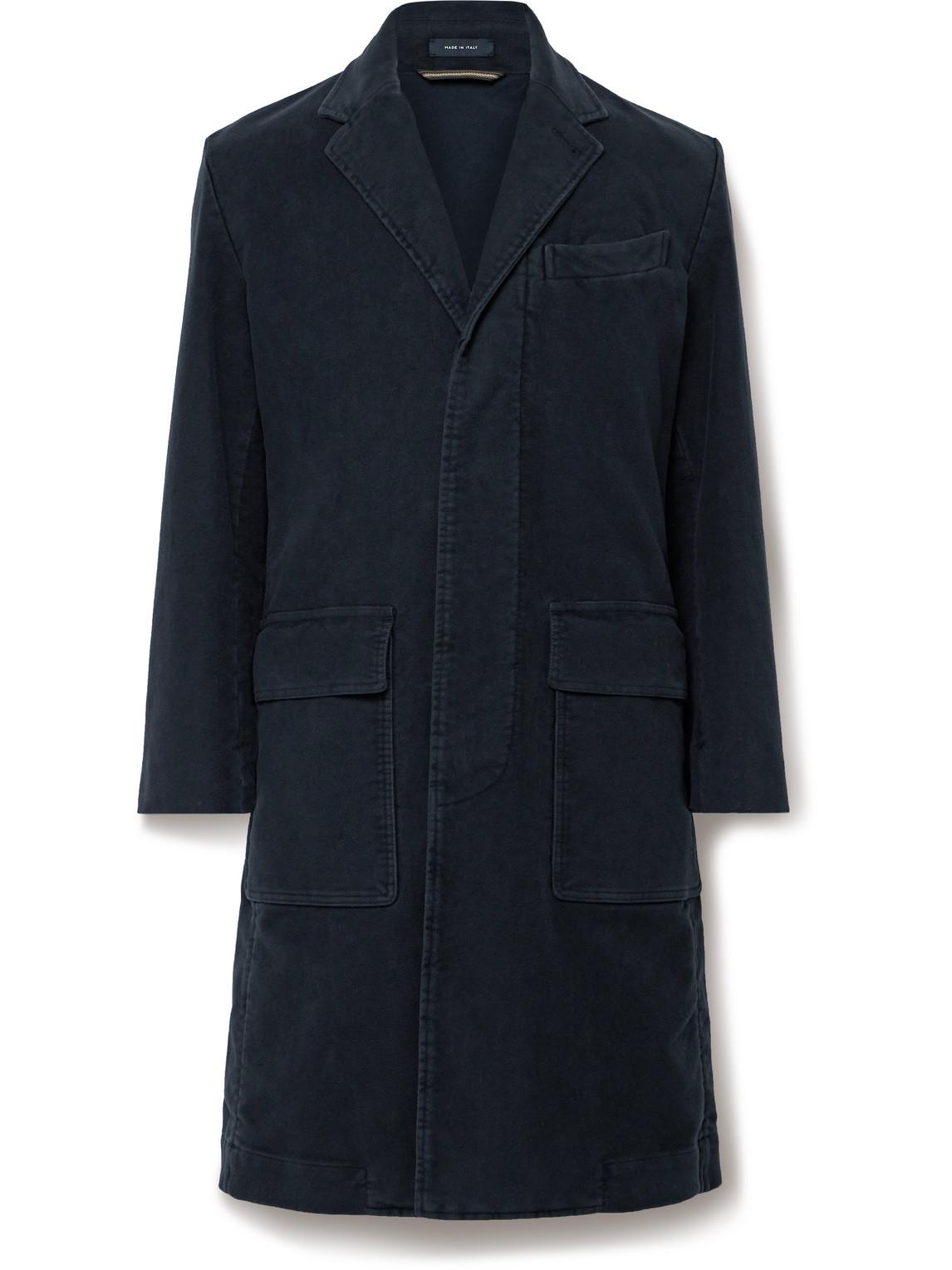 Drake's Slimfit Cottonmoleskin Overcoat in Blue for Men Lyst