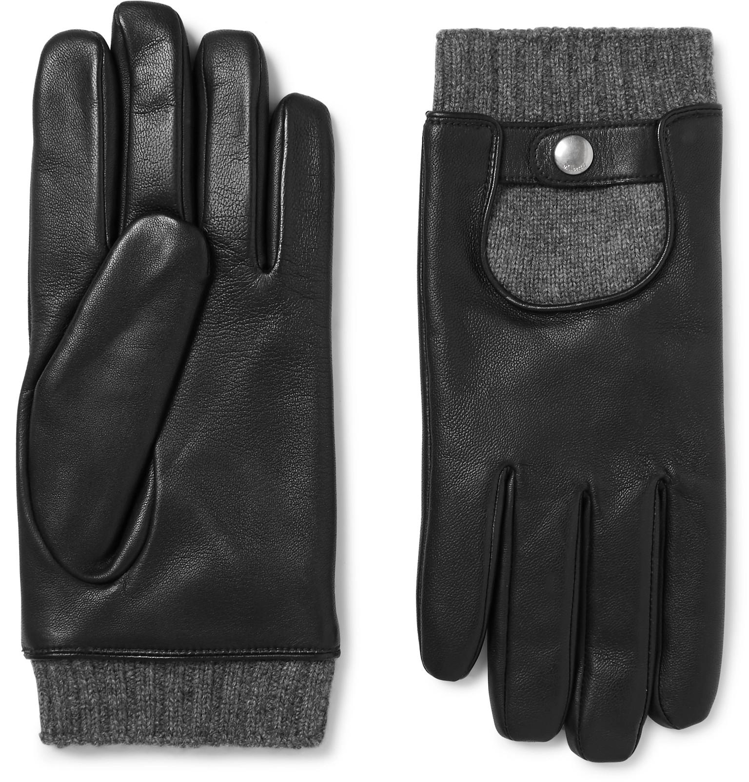 Mulberry Cashmerelined Leather Gloves in Black for Men Lyst