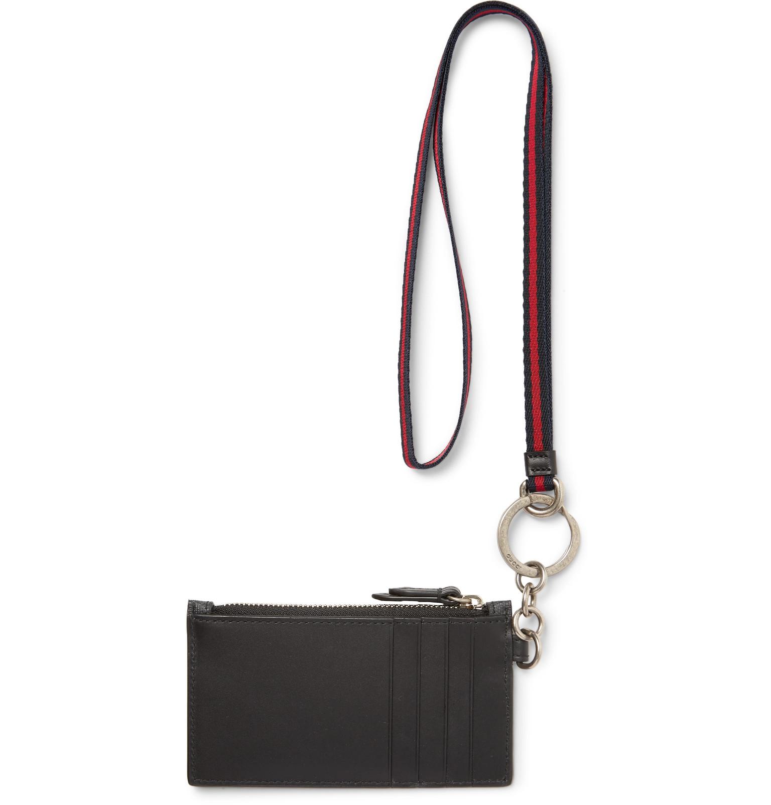 Printed Monogrammed Leather Zipped Cardholder in Black for Men - Lyst