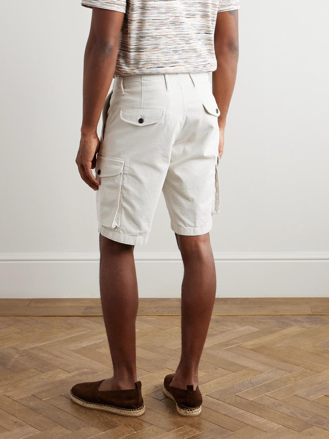 Incotex Straight-leg Textured Cotton-blend Cargo Shorts in Natural