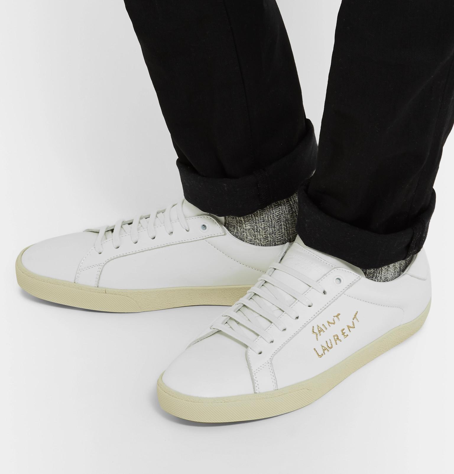 Saint Laurent Sl/06 Court Classic Logo-embroidered Leather 