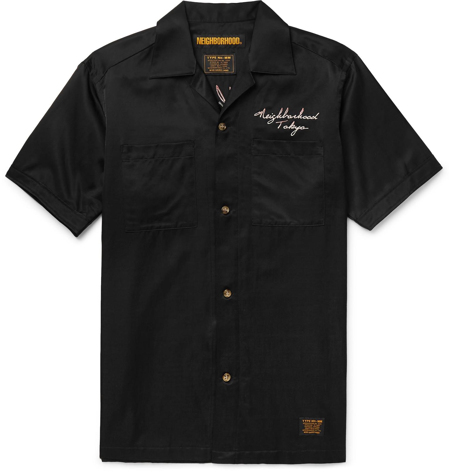 Neighborhood Campcollar Embroidered Satin Shirt in Black for Men Lyst