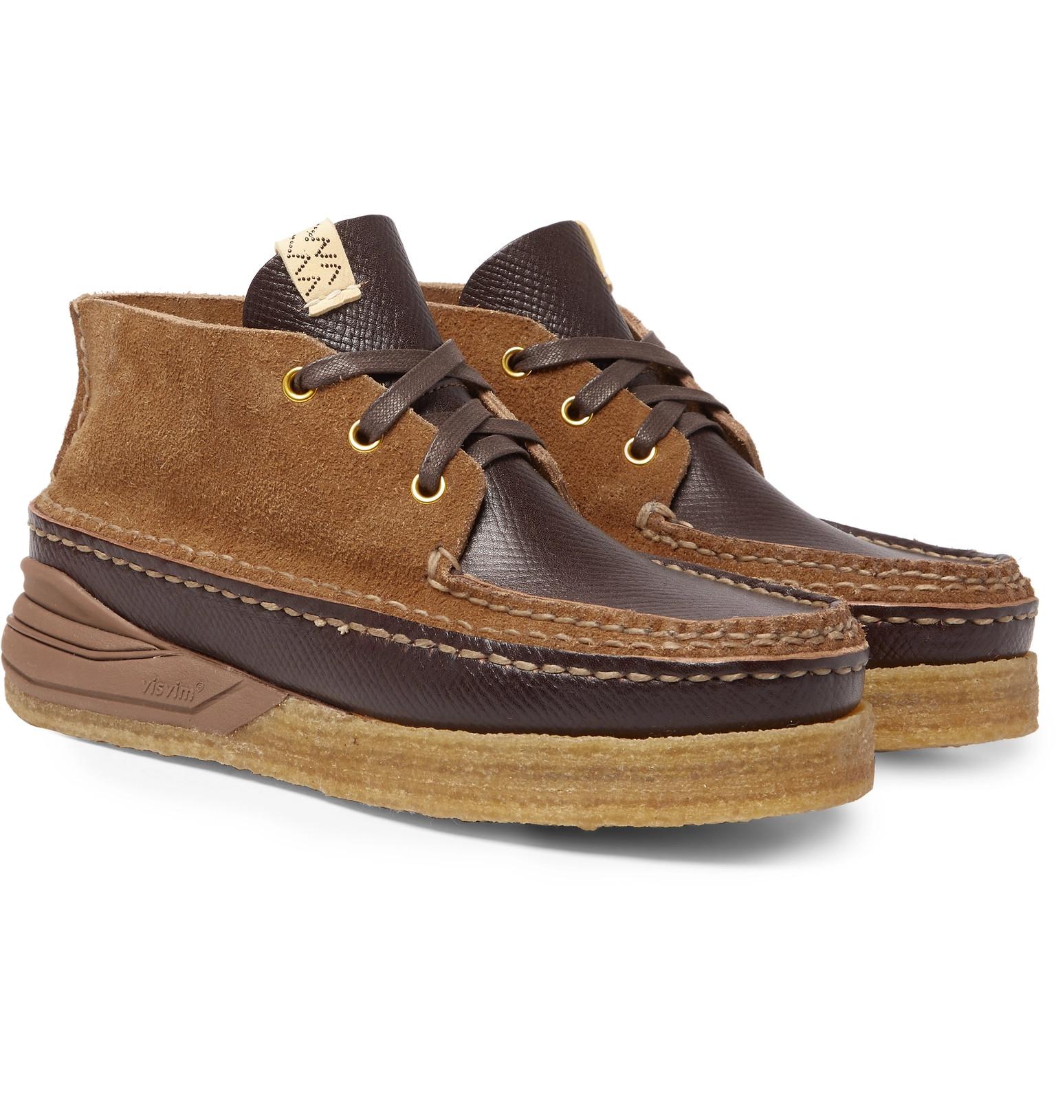 Visvim Canoe Moc Ii Crossgrain Leather And Suede Boots in Brown for