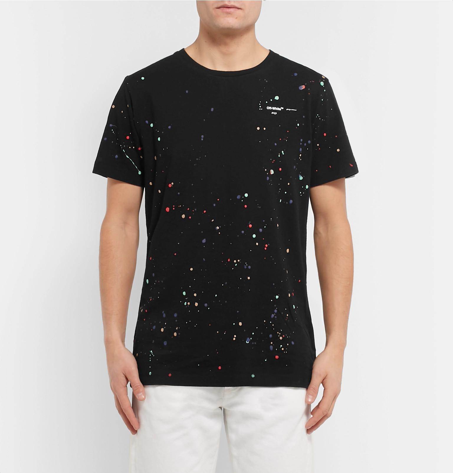 Off-White c/o Virgil Abloh Paint-splattered Cotton-jersey T-shirt in Black  for Men | Lyst UK