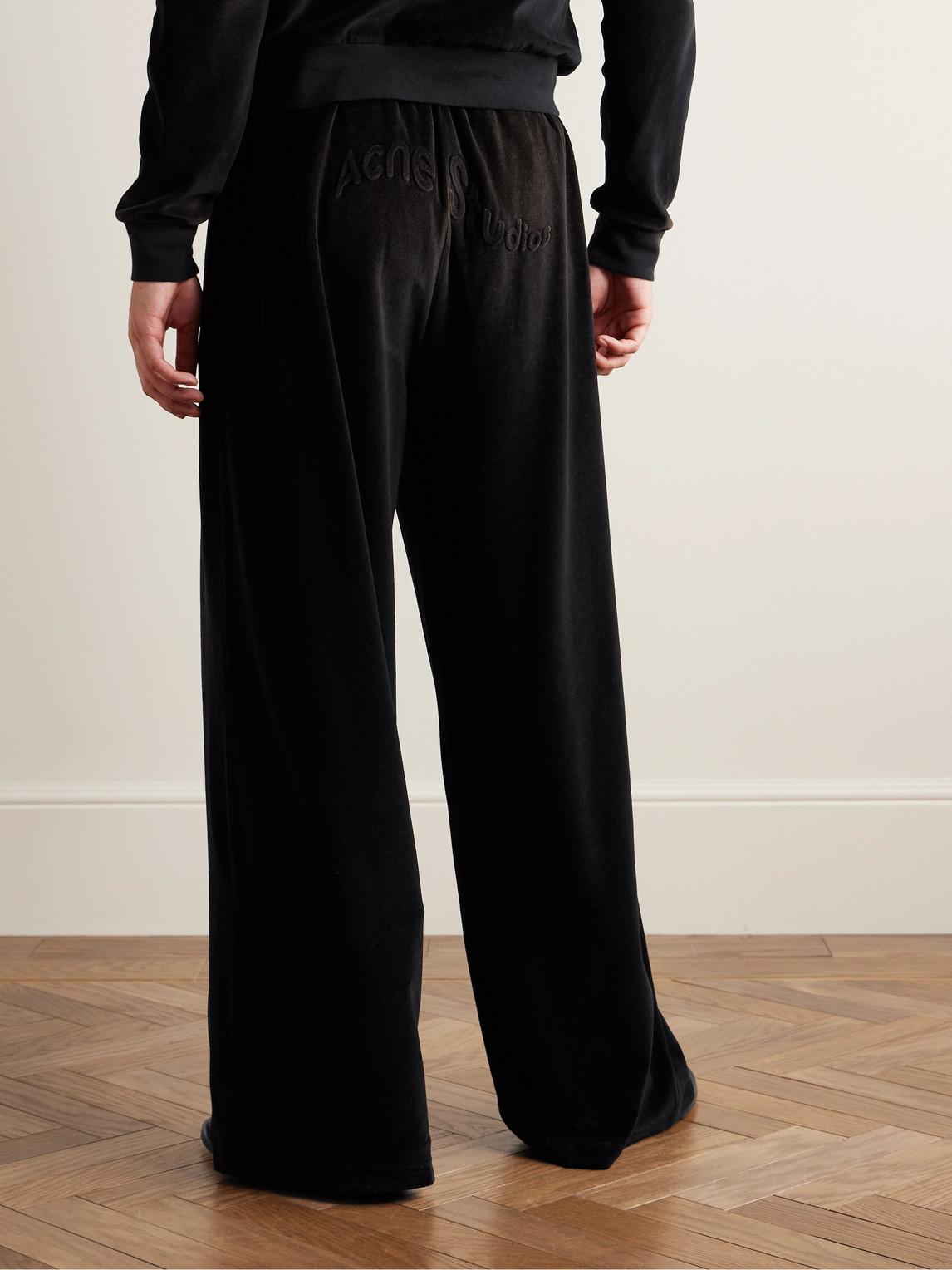 Acne Studios Fega Wide-leg Logo-embossed Cotton-blend Velour Track
