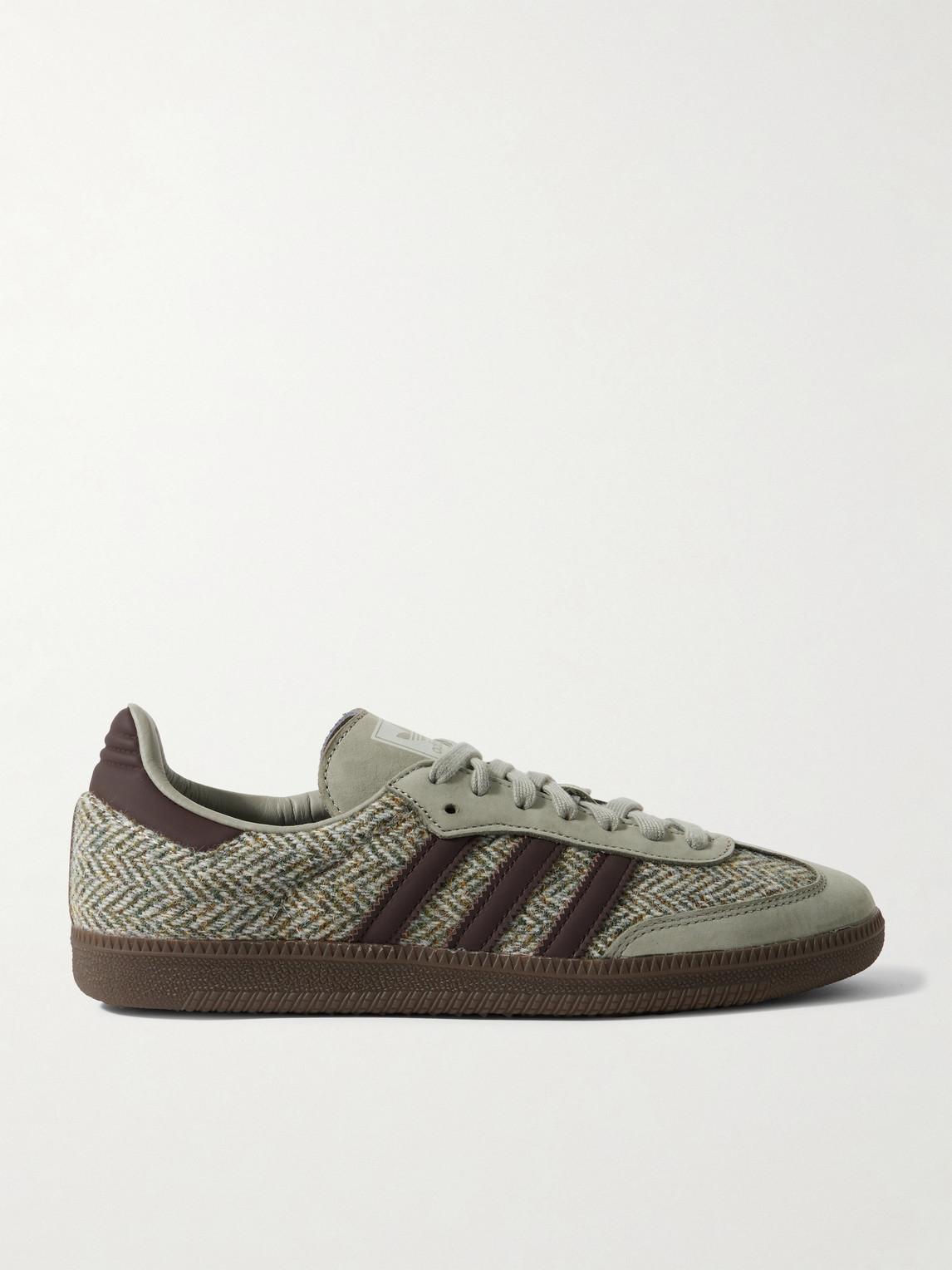 adidas Originals Samba Og Nubuck-Trimmed Tweed Sneakers in Green