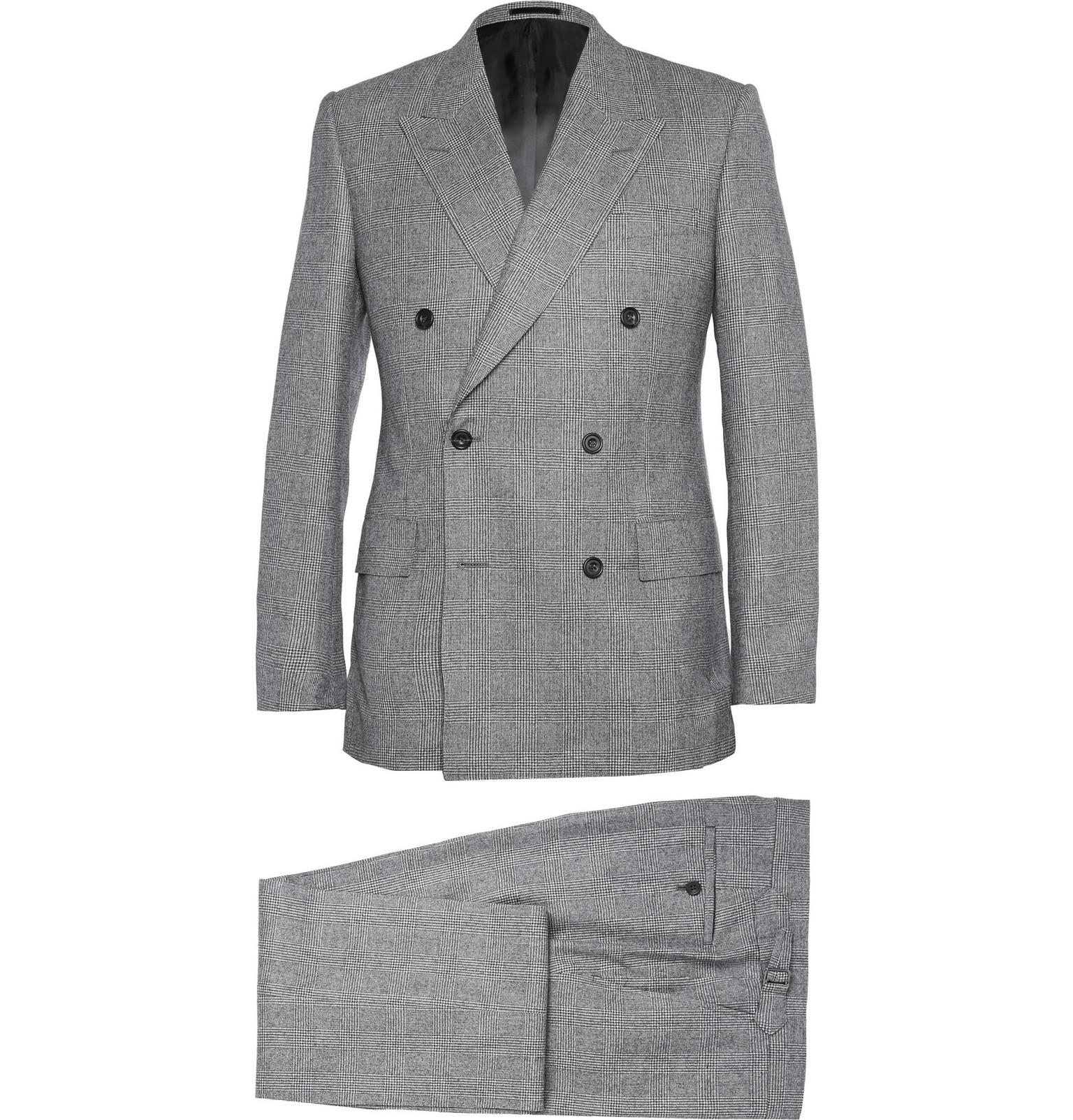Kingsman Grey Double-Breasted Prince Of Wales Check Suit in Gray for Men |  Lyst
