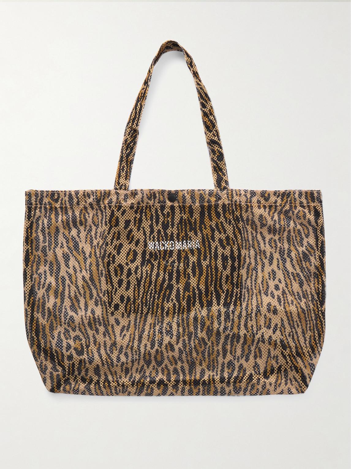 Wacko Maria Speak Easy Logo-print Leopard-print Mesh Tote Bag in