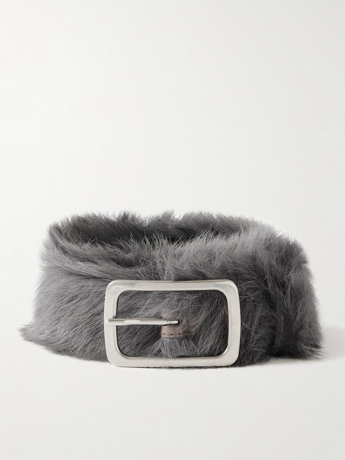 Dries Van Noten 3cm Calf Hair And Leather Belt in Grey for Men