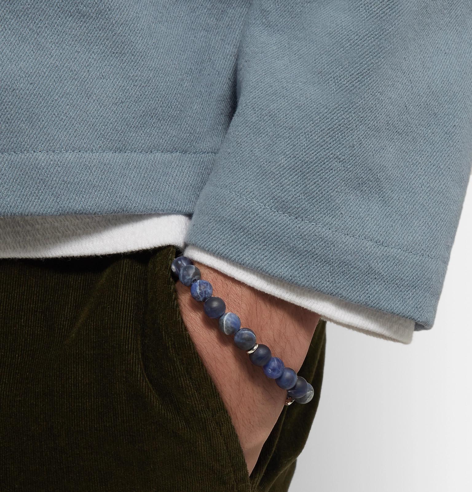 Tateossian Stonehenge Sodalite Bead And Sterling Silver Bracelet in