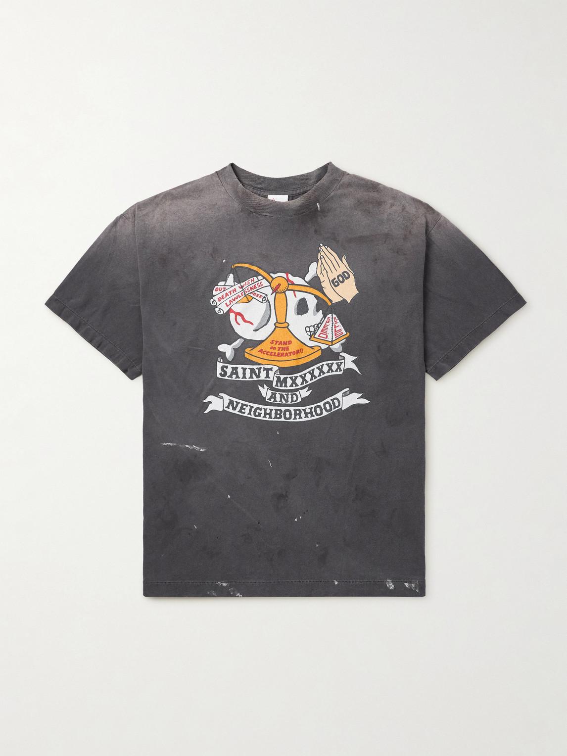 【Saint Mxxxxxx】 +CLOT プリント コットンジャージー T シャツ Saint Mxxxxxx】+ CLOT コットンジャージー 長袖Tシャツ