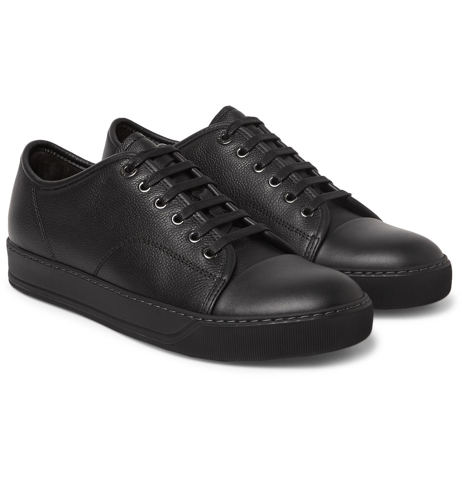 cigar dansk ustabil Lanvin Cap-toe Full-grain Leather Sneakers in Black for Men | Lyst