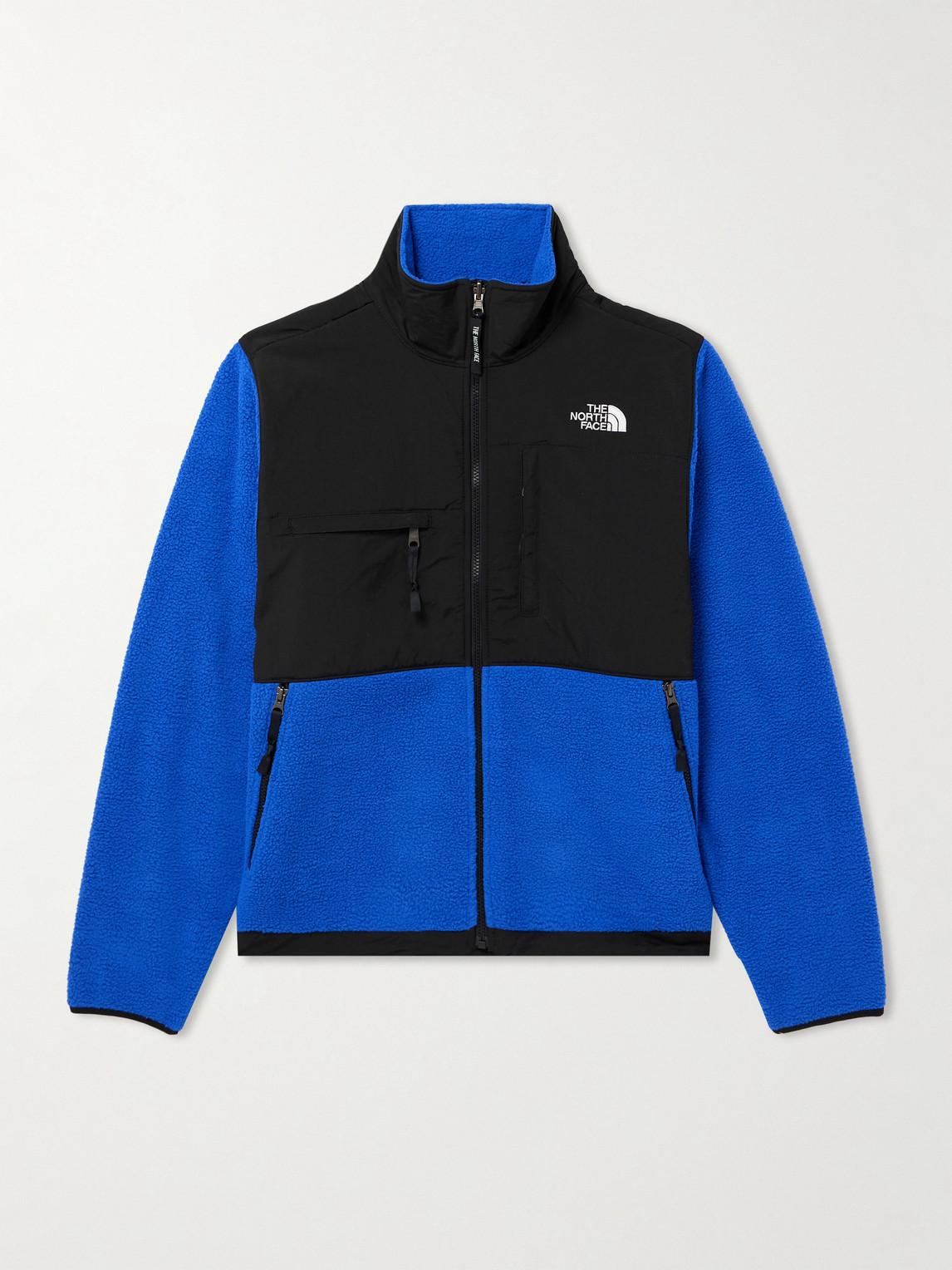Blue Embroidered Fleece Jackets The North Face Denali Logo