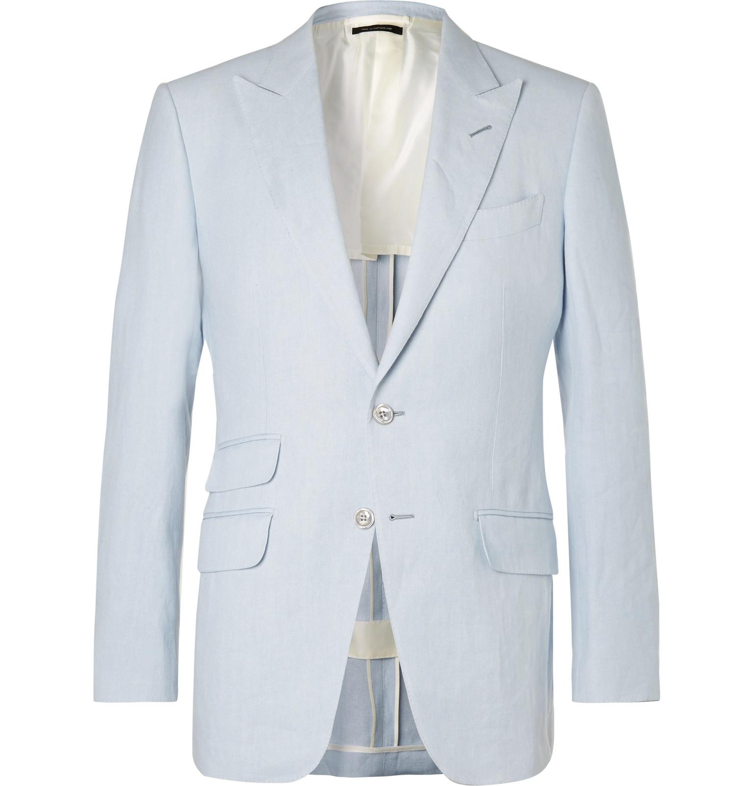 Tom Ford Light-blue O'connor Slim-fit Linen Suit Jacket for Men | Lyst