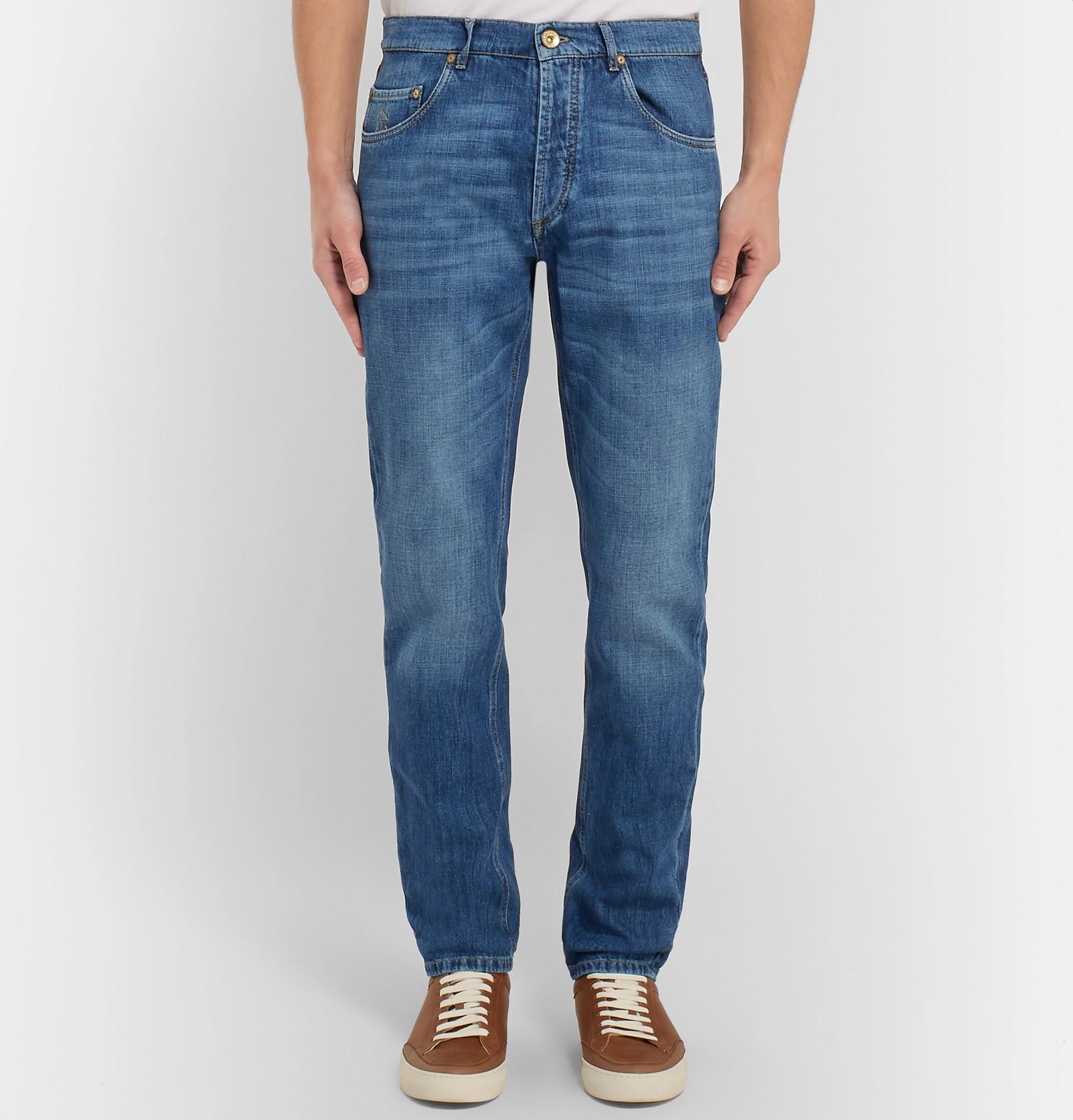Brunello Cucinelli Slim-fit Denim Jeans in Indigo (Blue) for Men - Lyst
