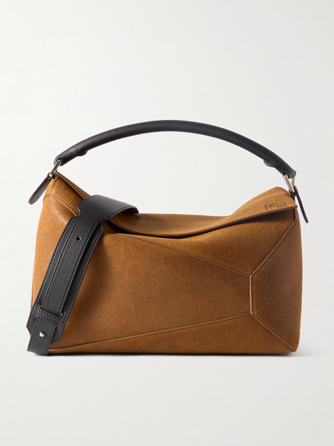 Loewe Puzzle Edge Large Leather Trimmed Logo Debossed Suede Messenger Bag in Brown for Men Lyst Canada
