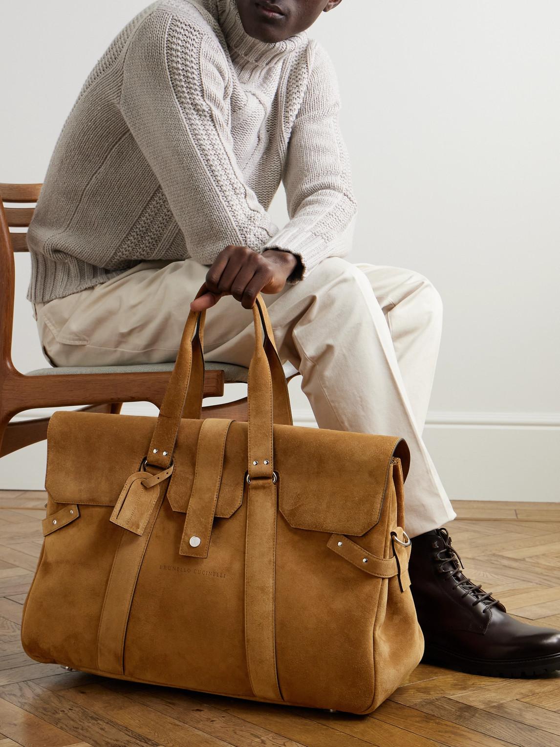 Brunello Cucinelli Suede Weekend Bag in Natural for Men Lyst UK