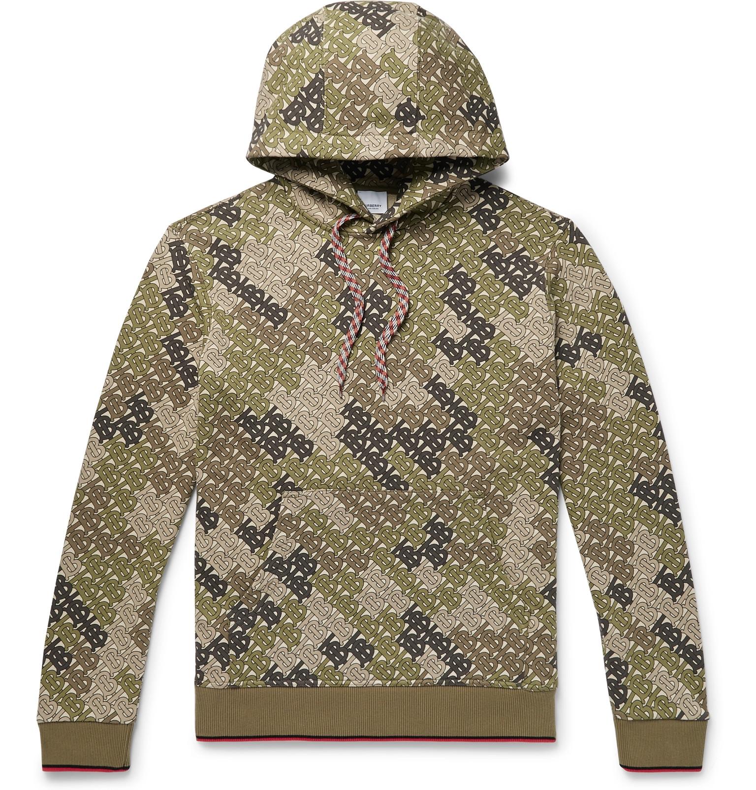 Burberry Monogram Print Cotton Hoodie in Green for Men Lyst Canada