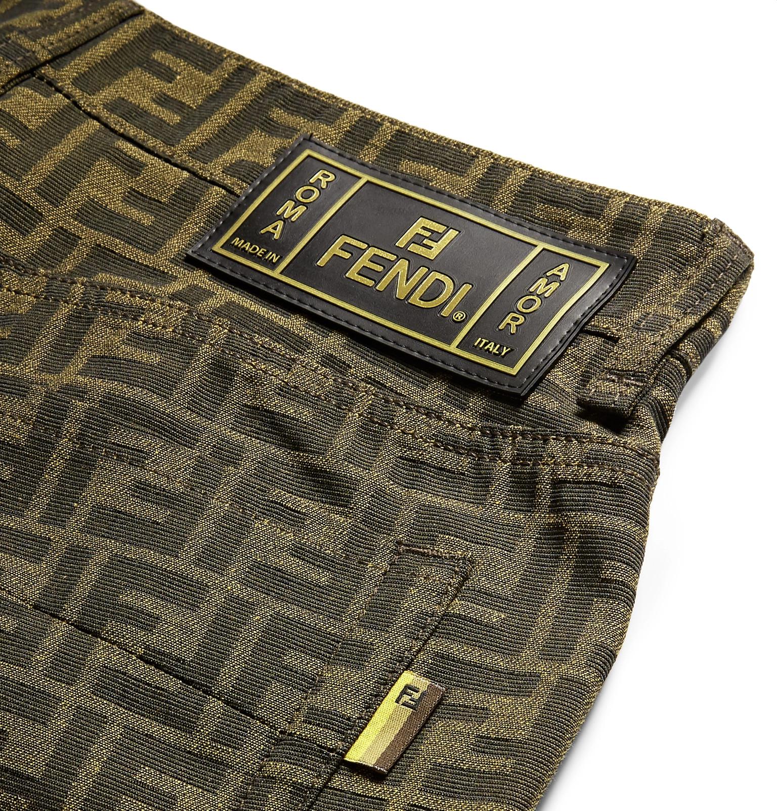 Fendi Denim Ff Logo Jacquard Straight Leg Jeans in Brown for Men - Lyst