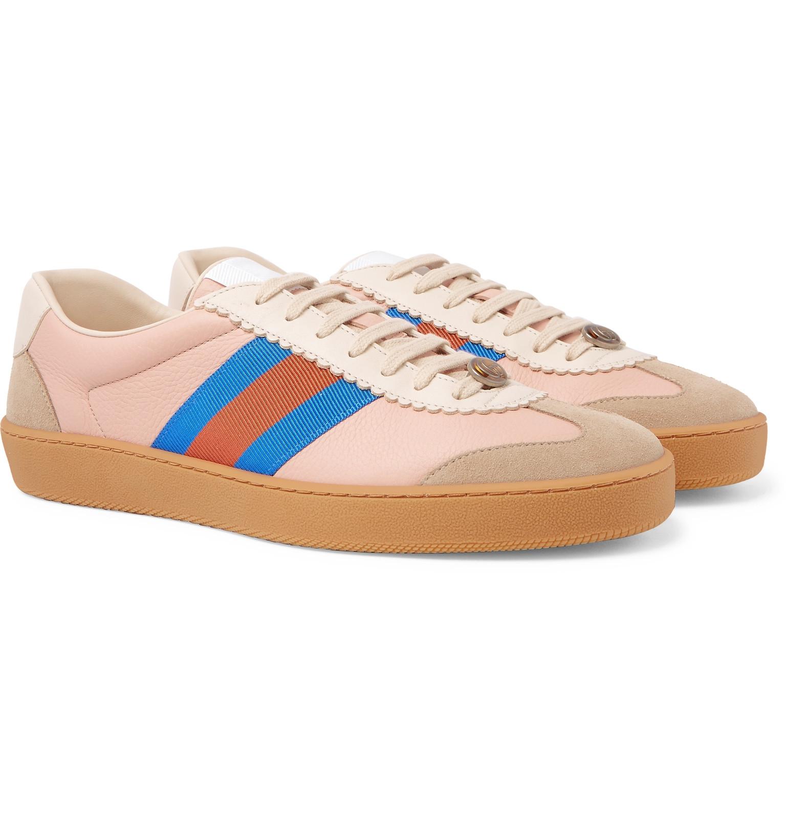 Gucci Leather And Suede Sneakers in Pink for Men | Lyst