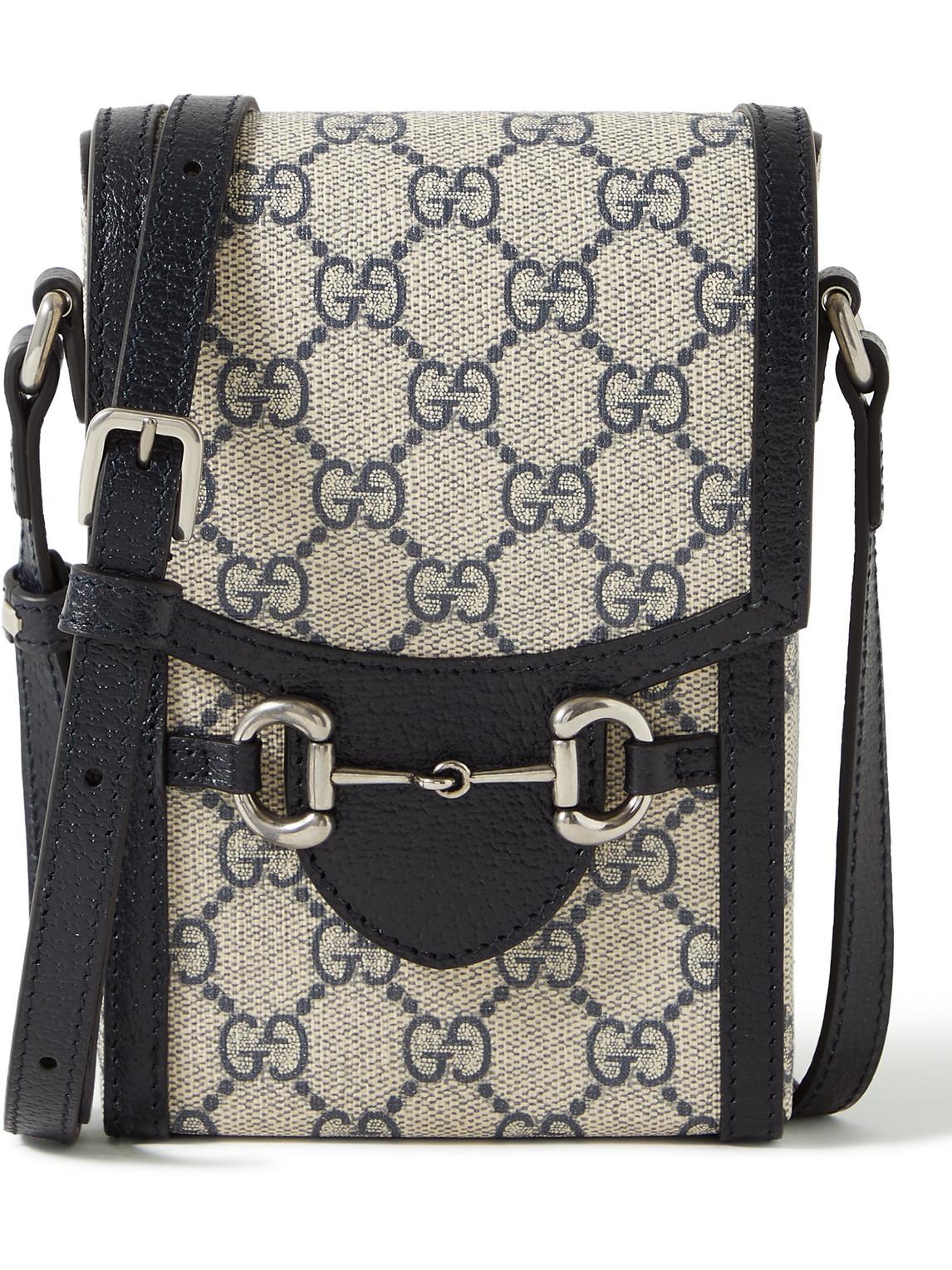 Gucci - Men - Ophidia Mini Leather-trimmed Monogrammed Supreme Coated-canvas Messenger Bag Gray