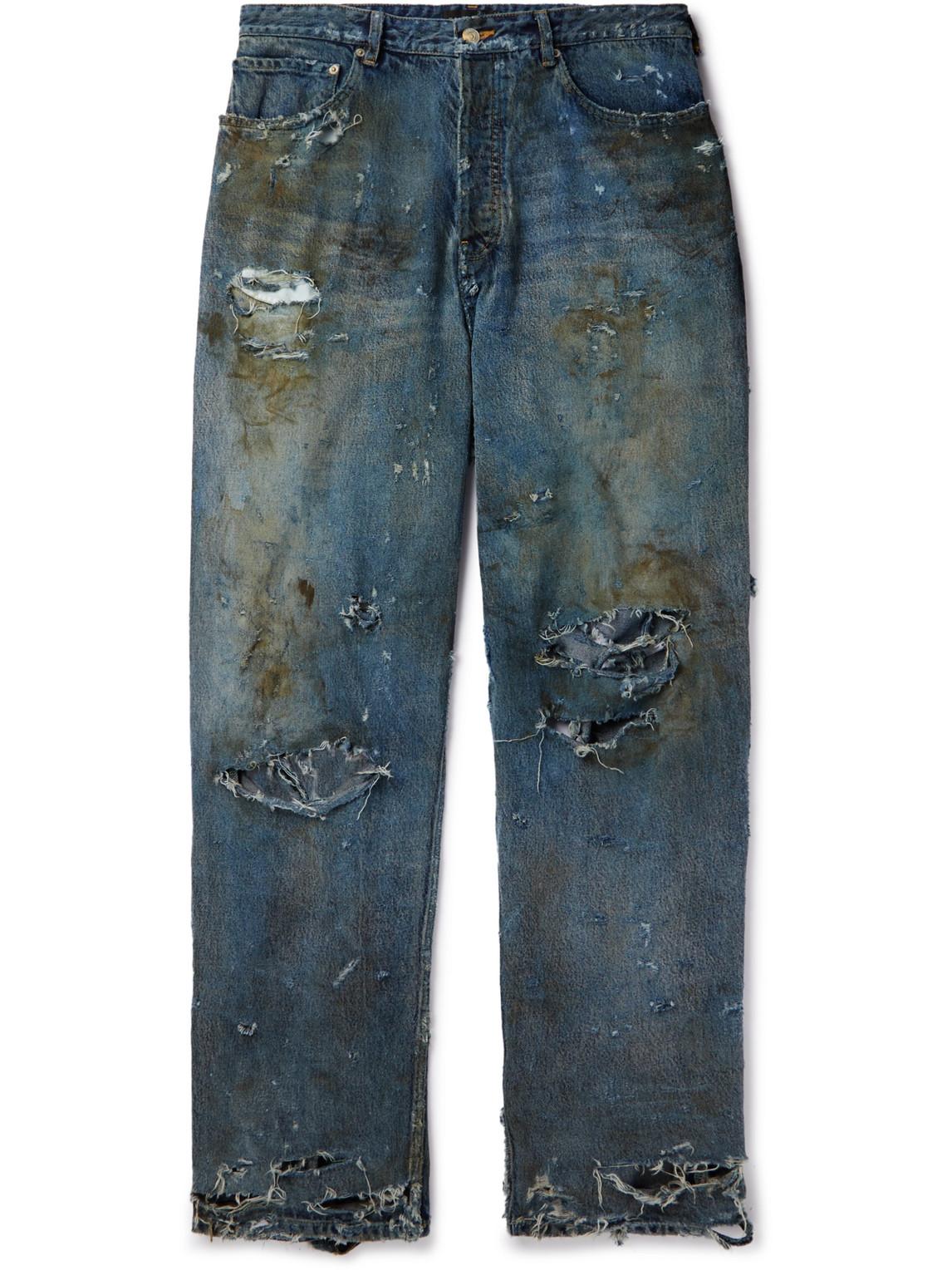 Balenciaga Super Destroyed Wide-leg Jeans in Blue for Men | Lyst