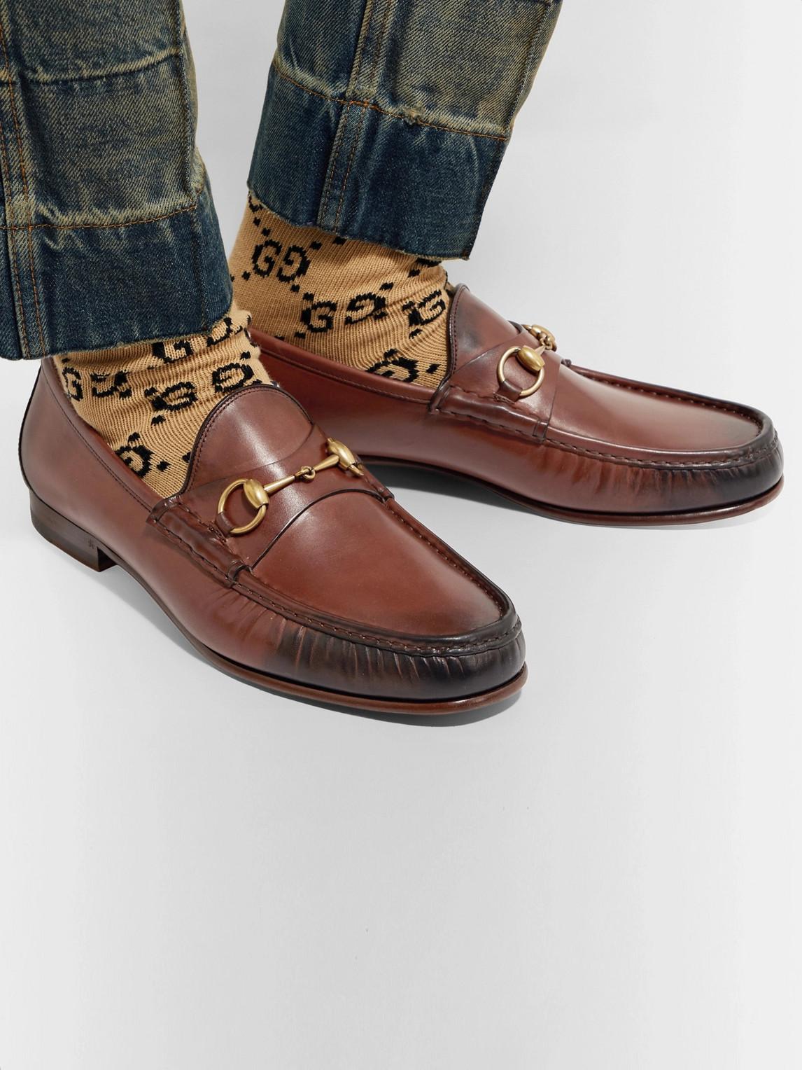 Gucci Roos Horsebit Leather Loafers in 