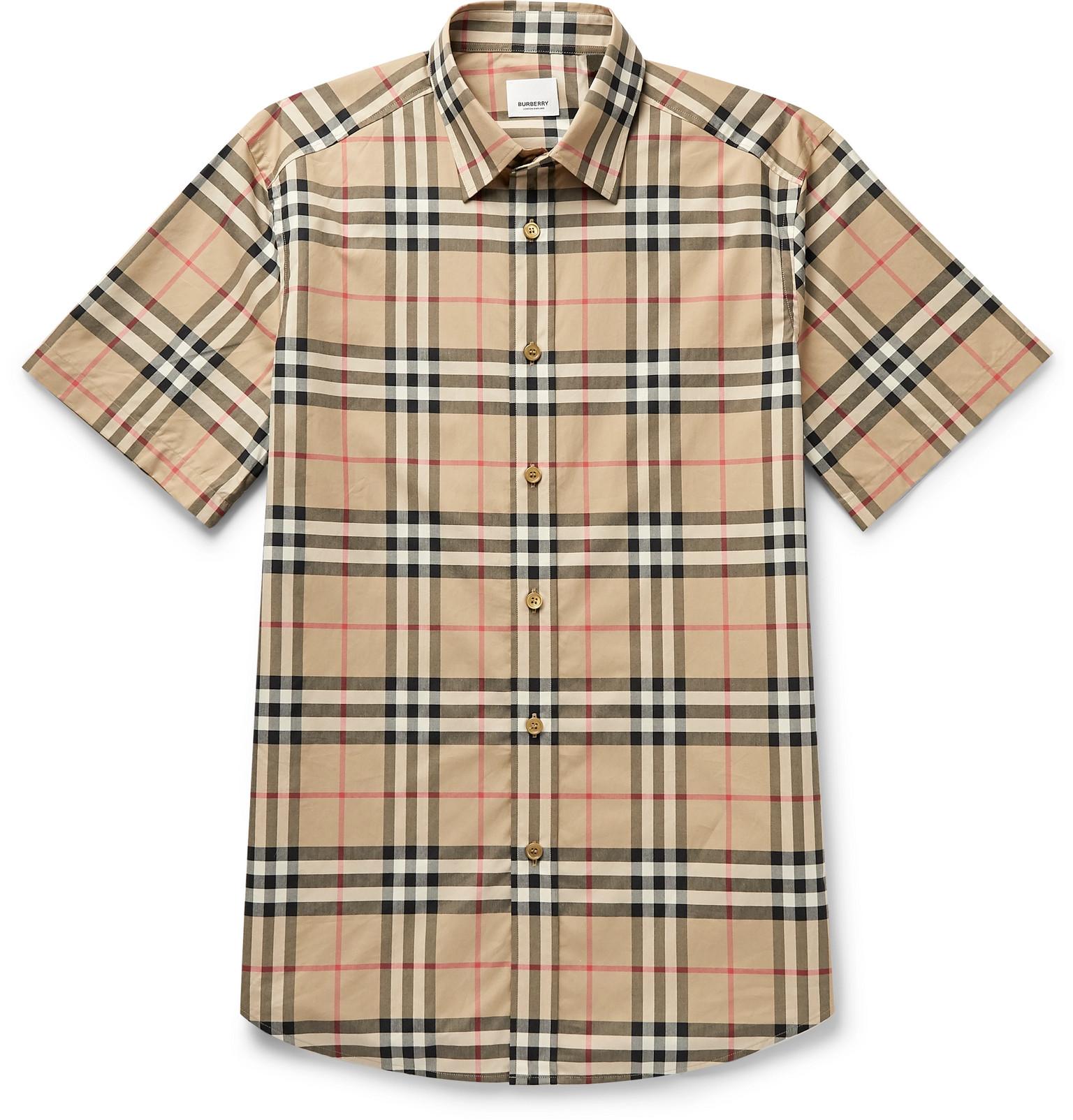 Burberry Checked Cotton-poplin Shirt in Brown for Men - Lyst