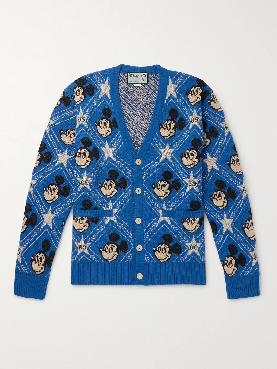 Gucci X Disney Mickey Jacquard Cardigan in Blue for Men | Lyst UK