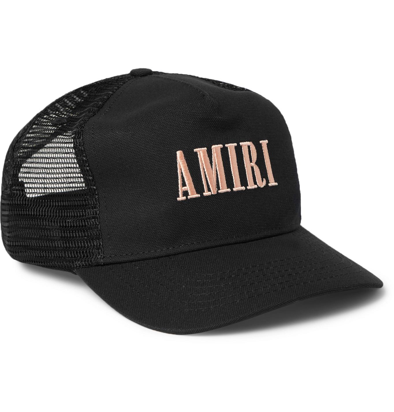 Amiri Logo-embroidered Cotton-canvas And Mesh Baseball Cap in Black for