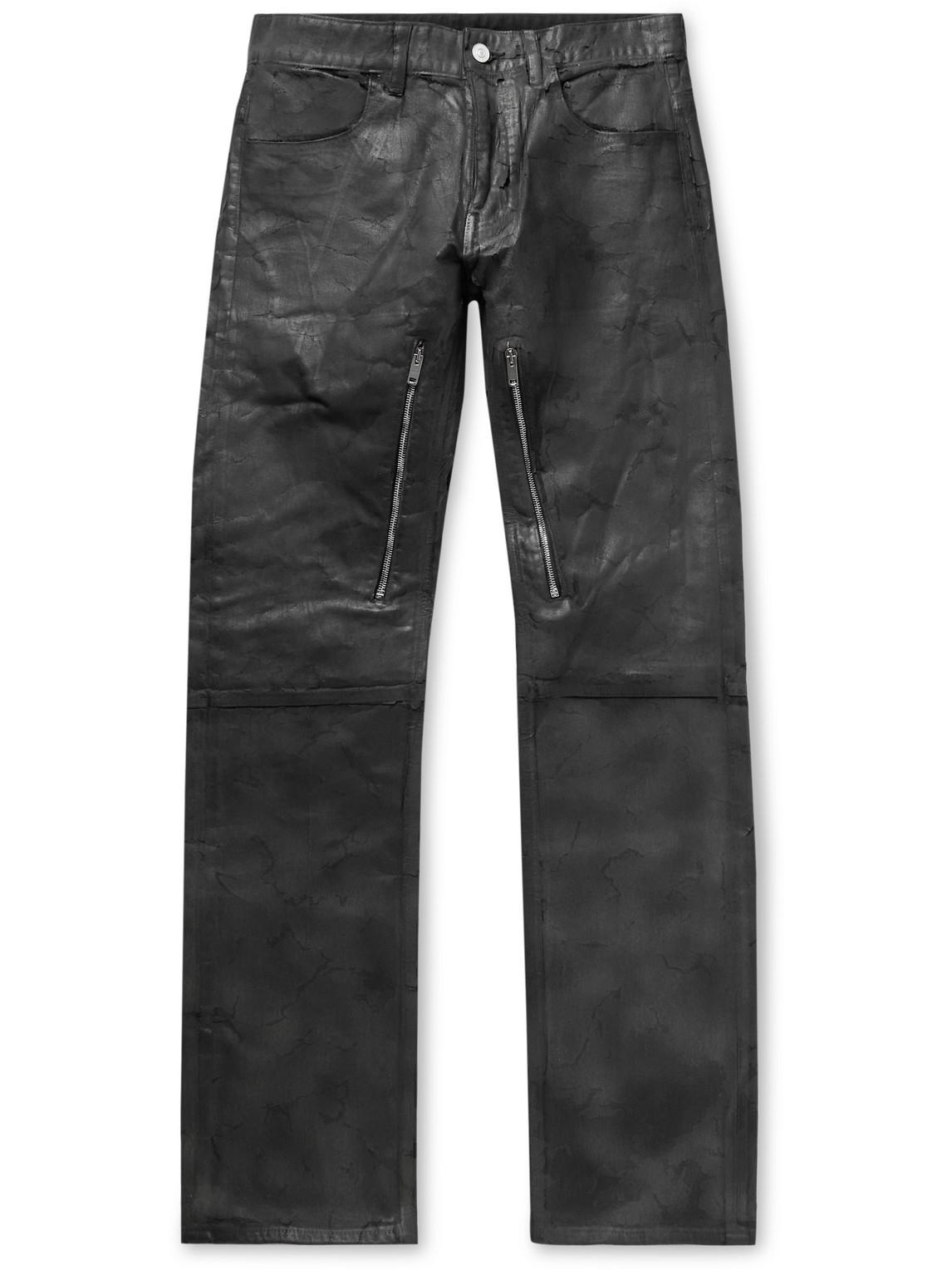 Givenchy Zip-detailed Painted Crackled Denim Jeans in Black for