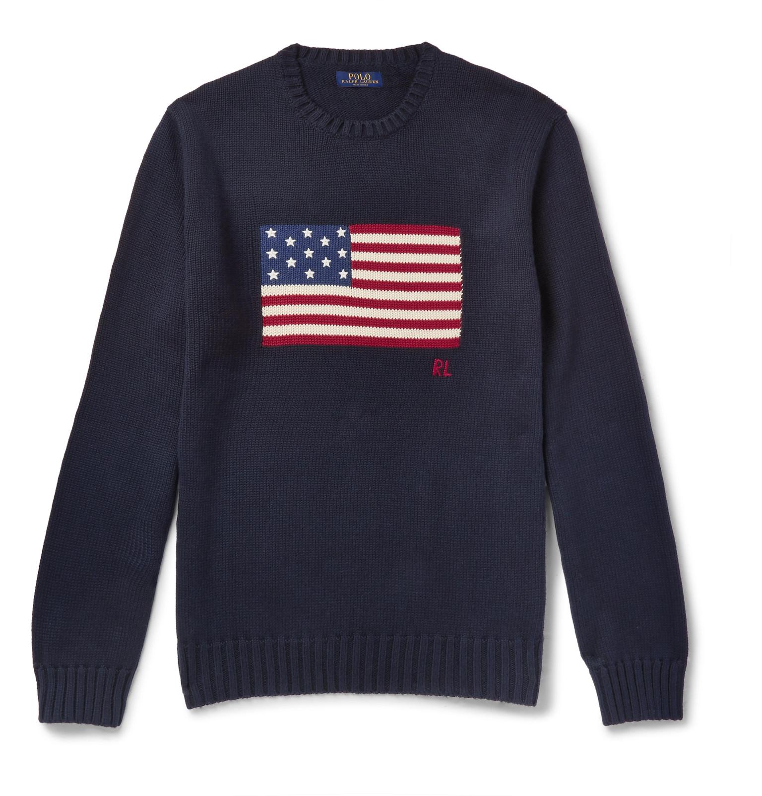 Polo Ralph Lauren Cotton Ralph Lauren The Iconic Flag Sweater in Cream  (Blue) for Men - Save 67% - Lyst