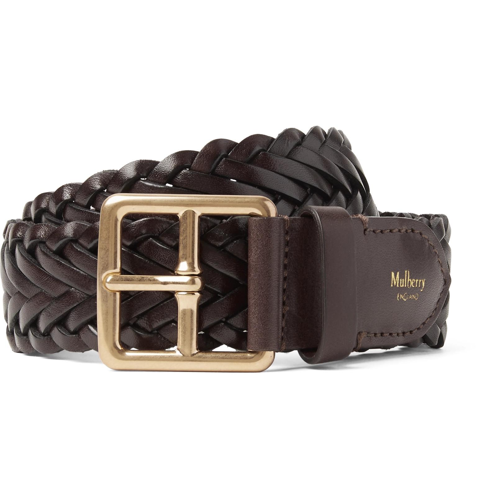 Mulberry 4cm Brown Woven Leather Belt for Men - Lyst