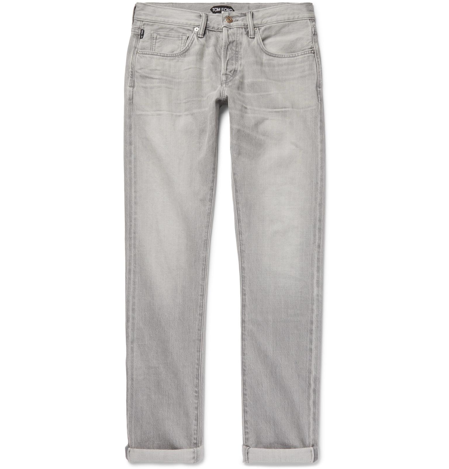 Tom Ford Slim-fit Selvedge Denim Jeans in Gray for Men | Lyst