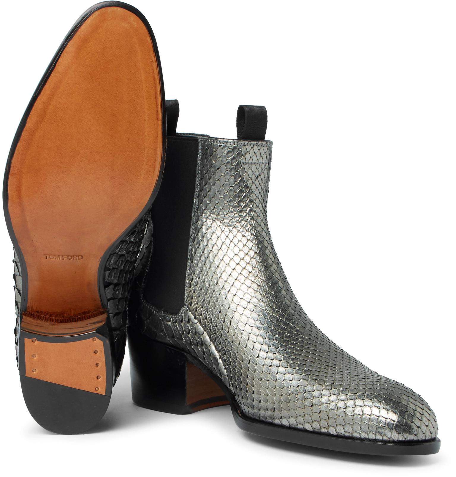 tom ford python chelsea boots