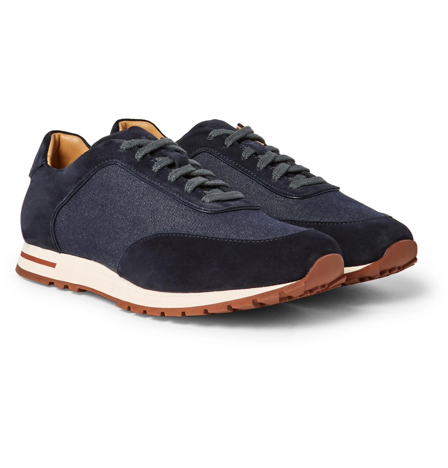 Loro Piana Weekend Walk Denim And Suede Sneakers in Navy (Blue) for Men -  Lyst