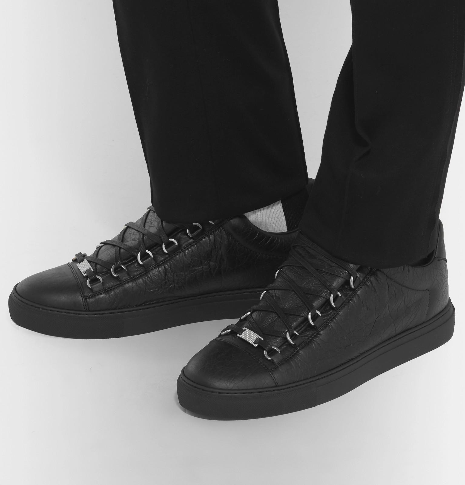 black suede balenciaga arena sneakers