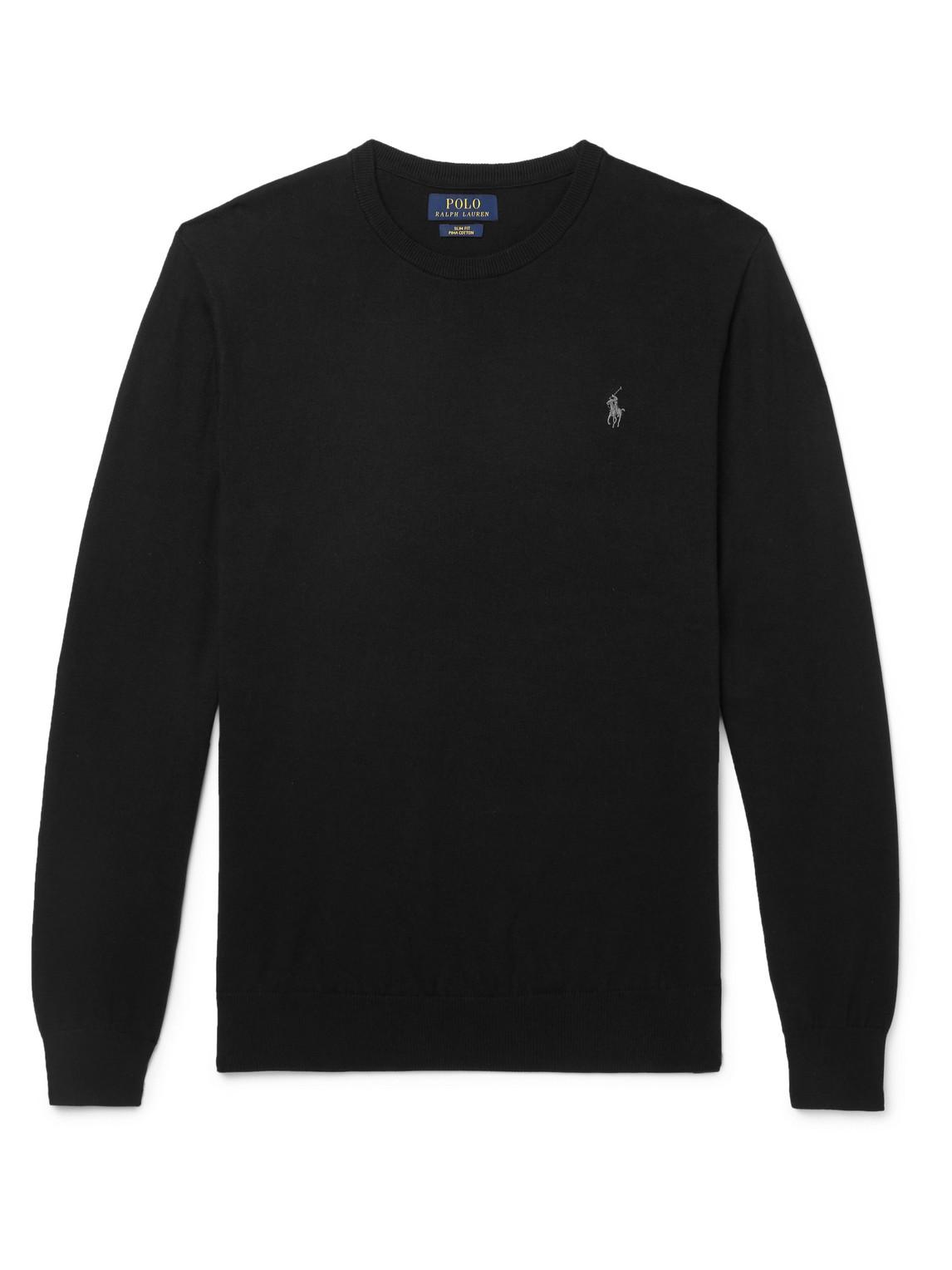 Polo Ralph Lauren Slim-fit Pima Cotton Sweater in Black for Men | Lyst