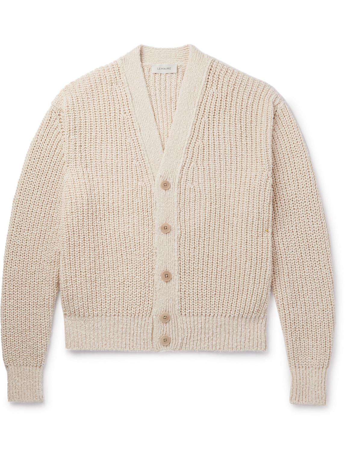 Lemaire Ribbed Cotton Cardigan in Natural for Men | Lyst