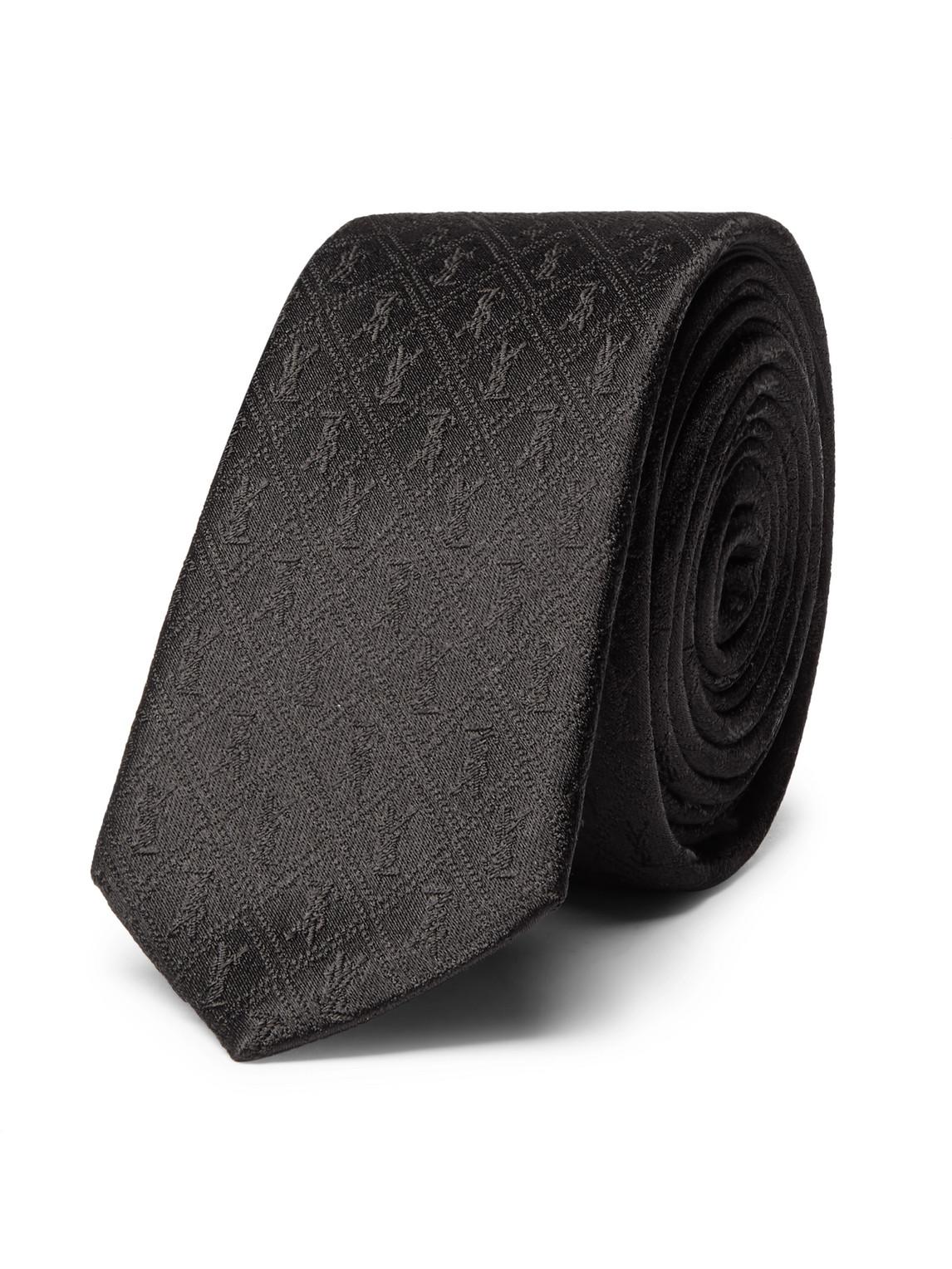 Saint Laurent 4cm Logo-jacquard Silk Tie in Black for Men - Save 