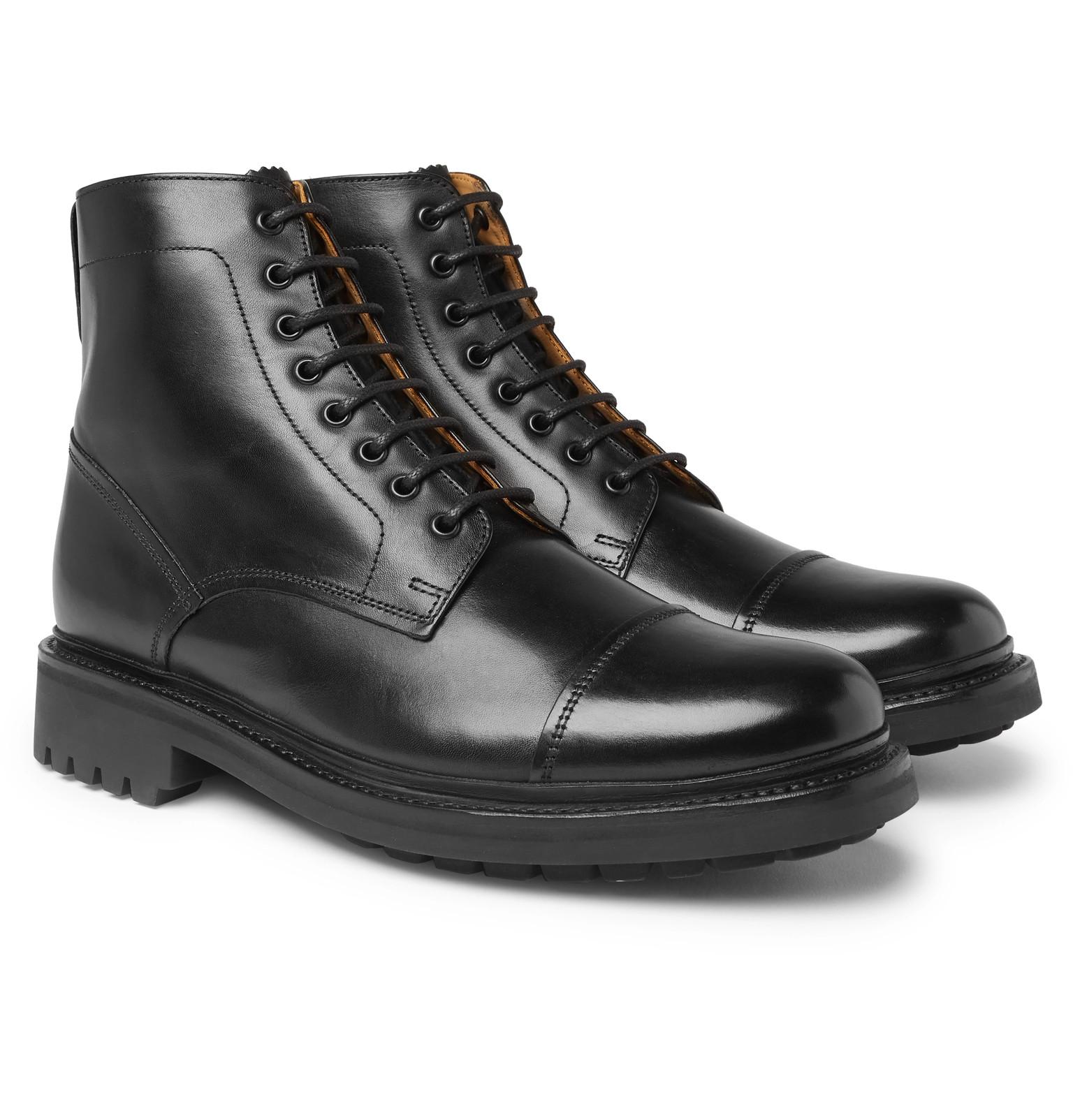 Grenson Joseph Polished-leather Boots in Black for Men - Lyst