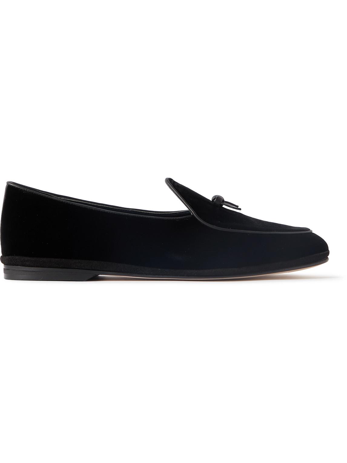 Rubinacci Marphy Embellished Leather-trimmed Velvet Loafers in Black ...