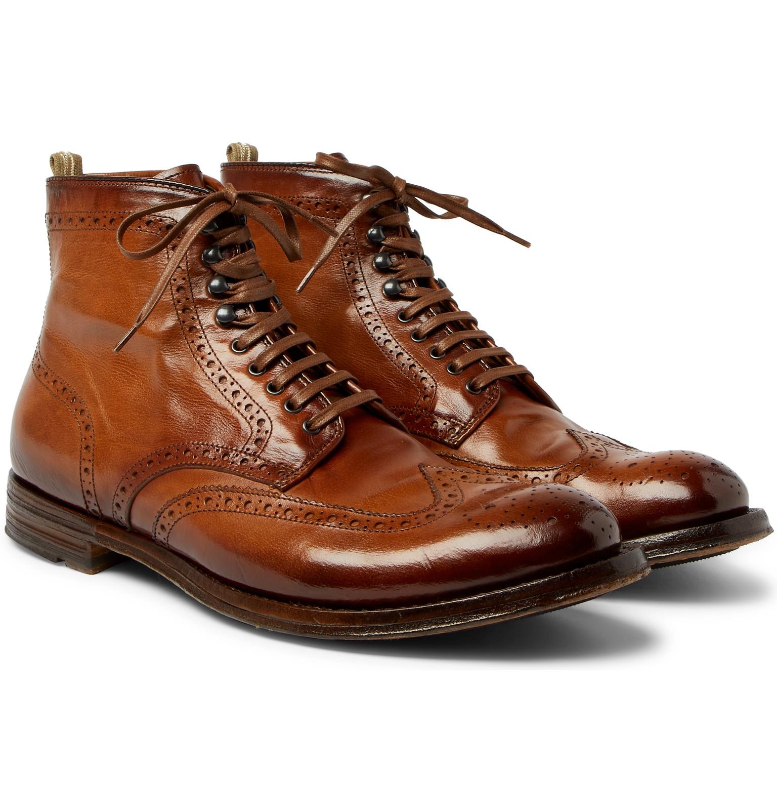 Officine Creative Anatomia Burnishedleather Brogue Boots