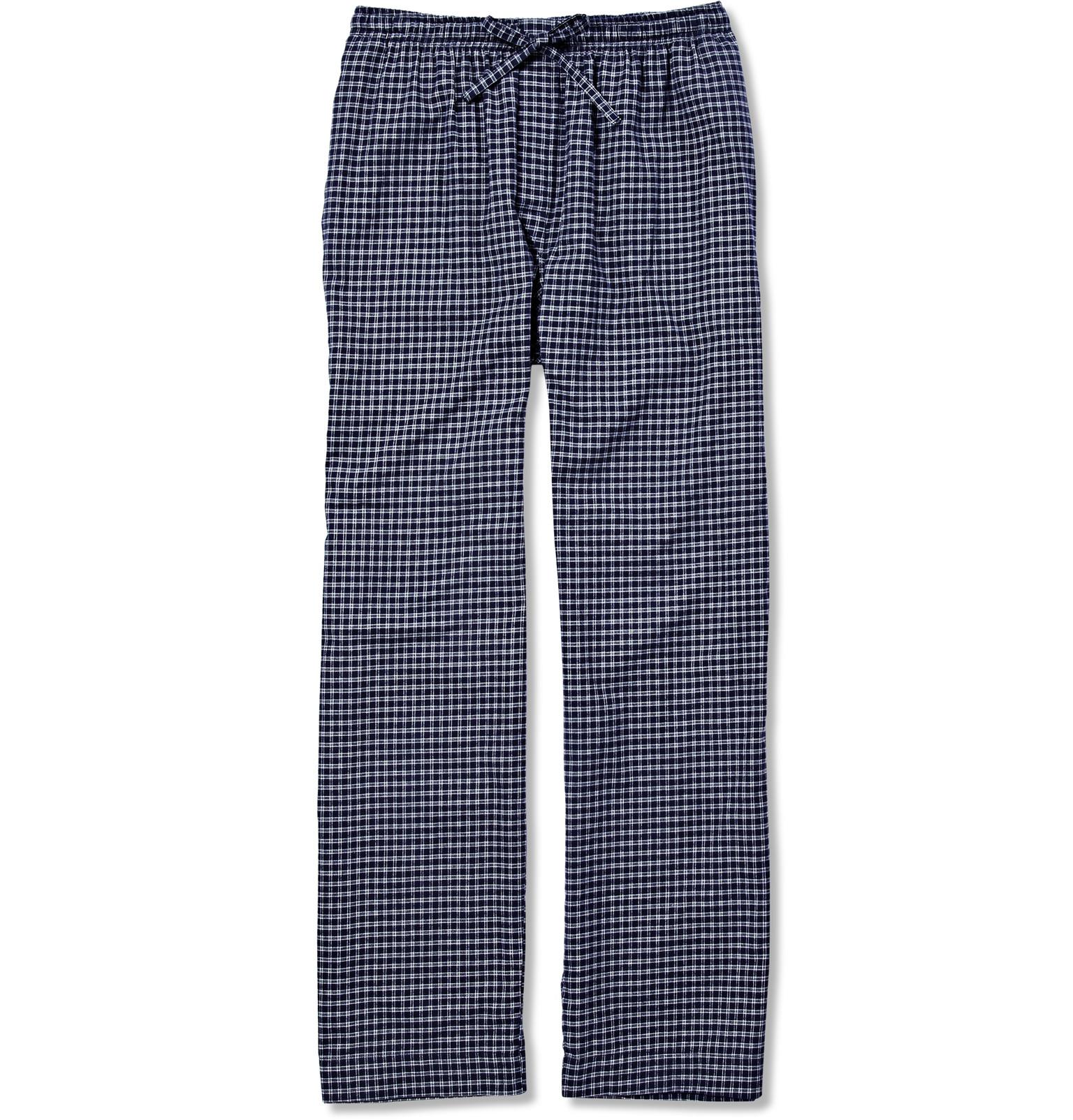 Derek Rose Checked Cotton-flannel Pyjama Trousers in Navy (Blue) for ...