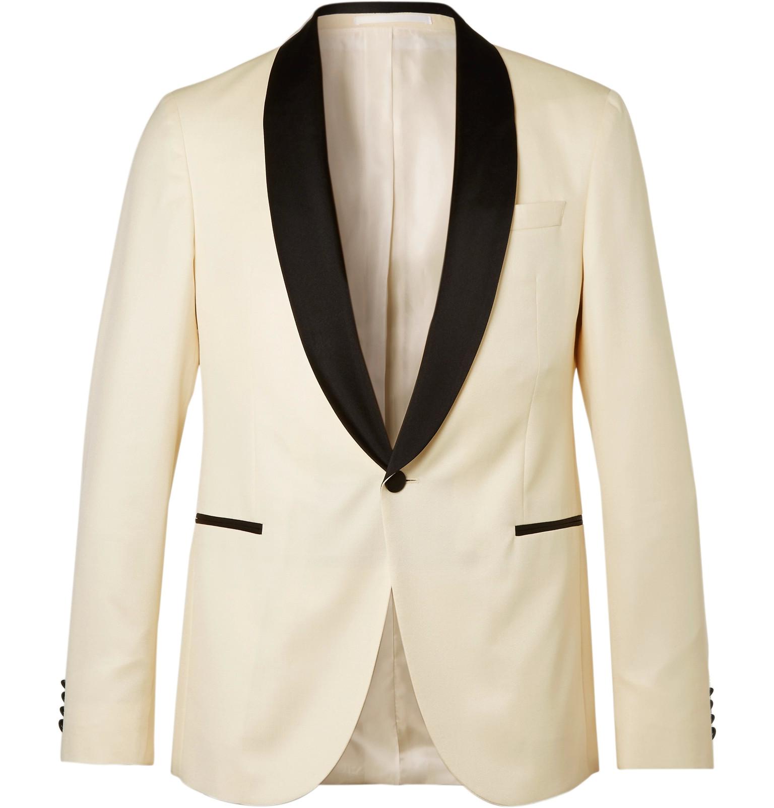 BOSS by HUGO BOSS White Nemir Slim-fit Wool And Silk-blend Tuxedo Jacket  for Men - Lyst