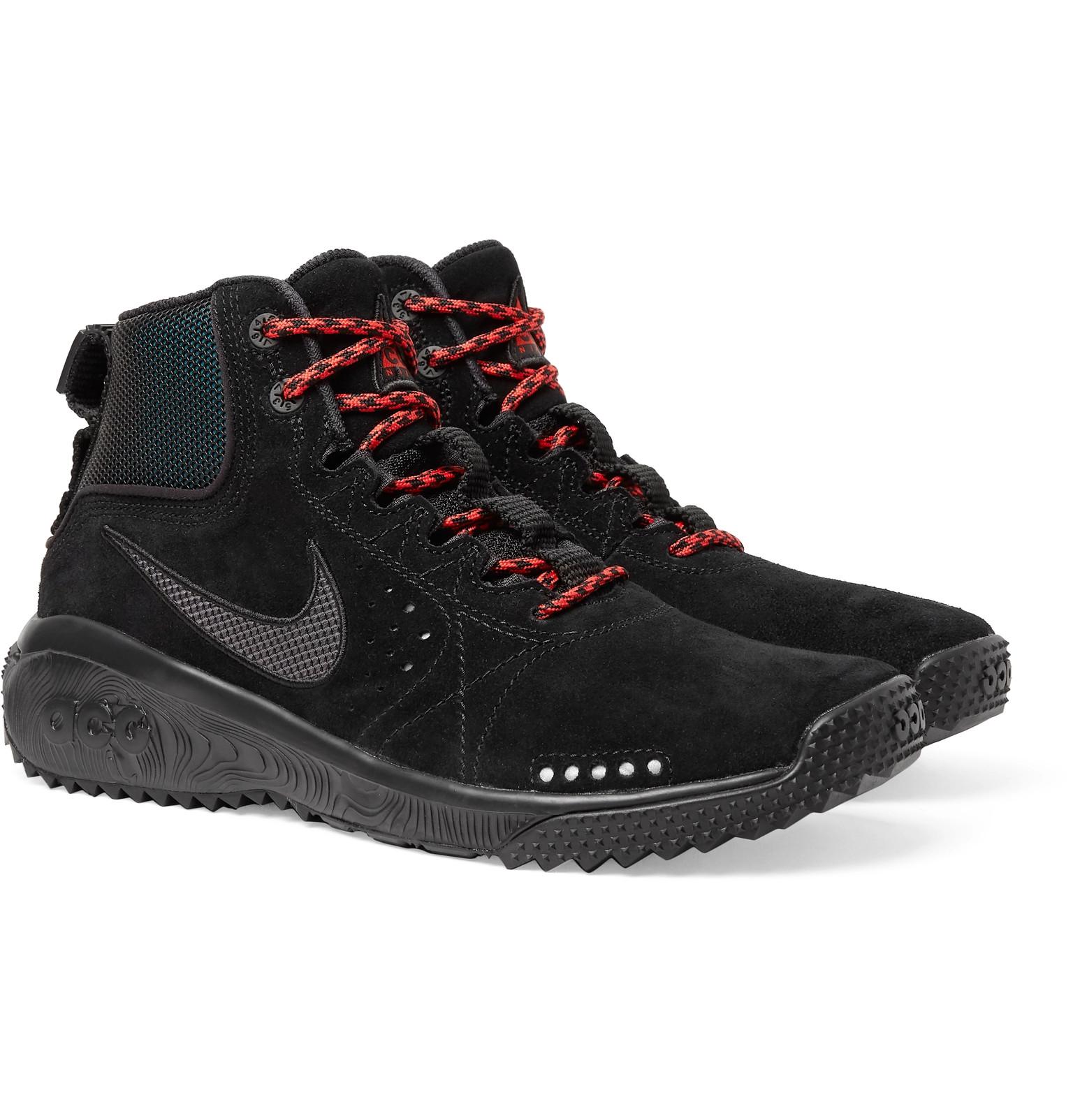 Nike Acg Angel's Rest Suede And Mesh Sneakers in Black for