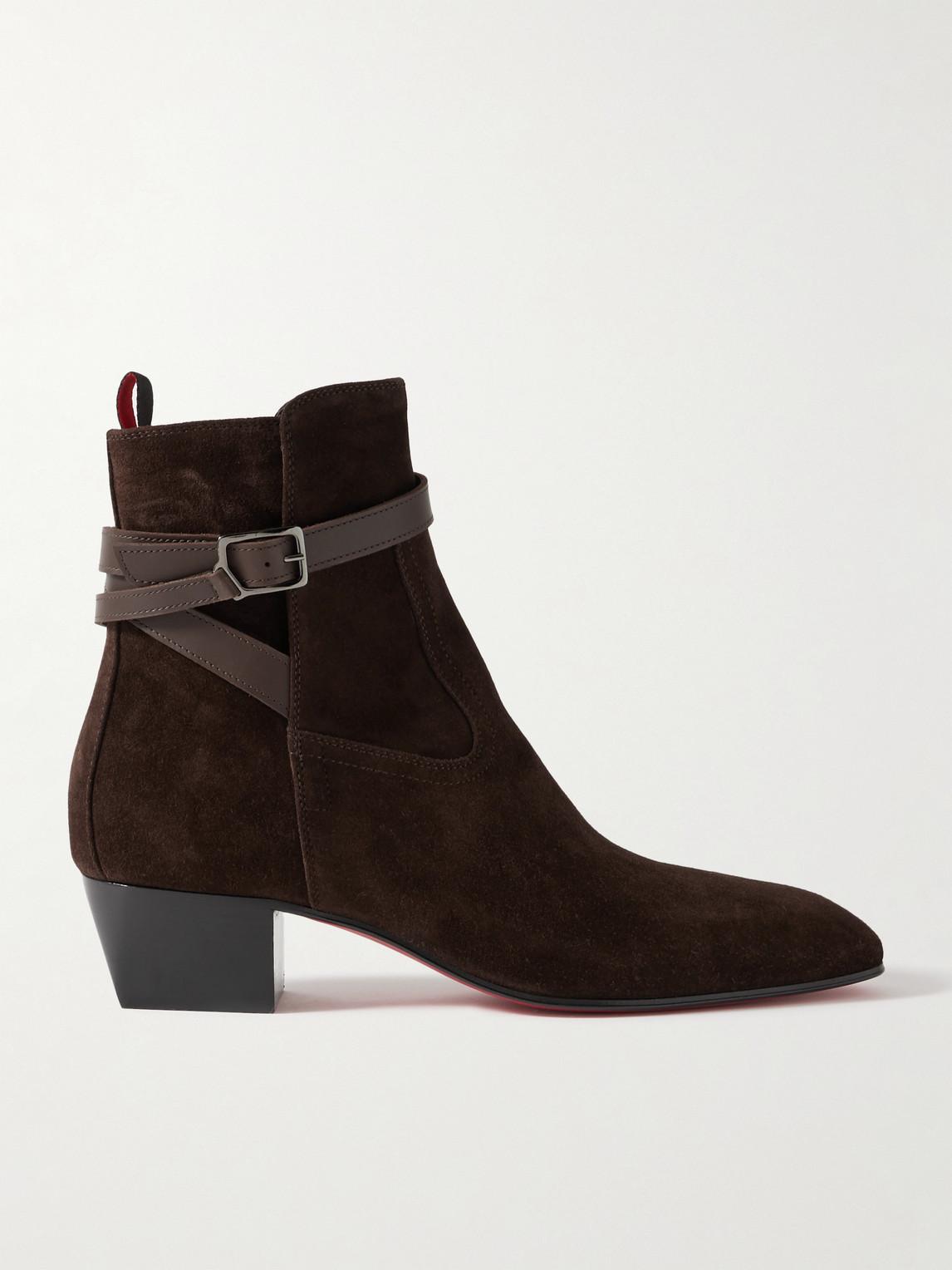 Christian Louboutin Rosalio Jodhpur Buckled Leather trimmed Suede Chelsea Boots in Brown for Men Lyst UK