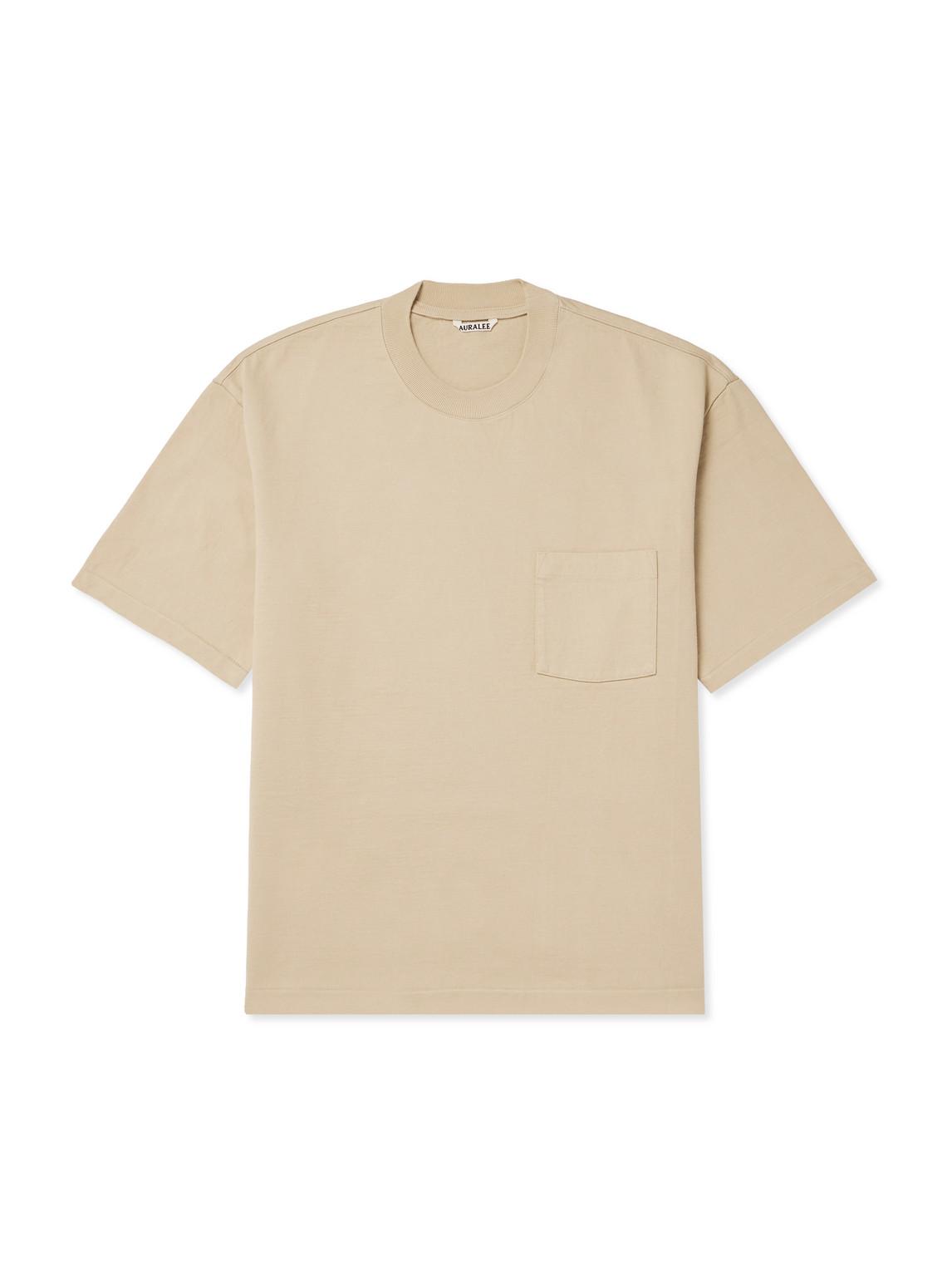 AURALEE｜SHORT-SLEEVED ROUND NECK T-SHIRTS (SEAMLESS CRE Namu Shop - Auralee Seamless Crewneck Tee - Top Brown