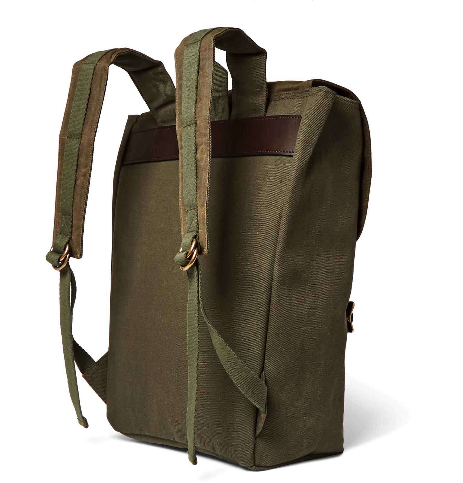 Filson Ranger Leather-trimmed Twill Backpack in Army Green (Green) for ...