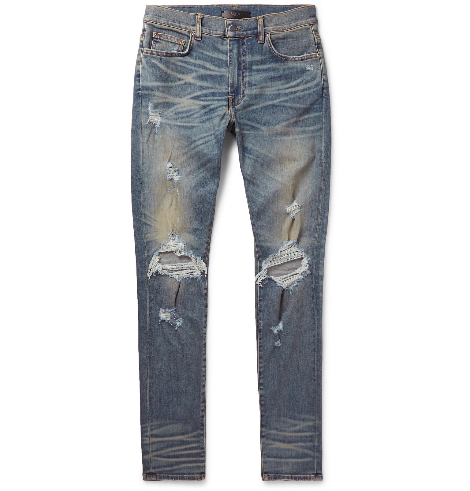 amiri blue thrasher jeans